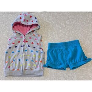 18mo Summer Set Carter's Zip Heart Vest & Garanimals Blue Tie Shorts